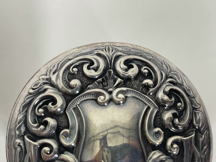 English Sterling Silver Repousse Lidded Glass Boxes Sterling Weight 31g [Photo 10]
