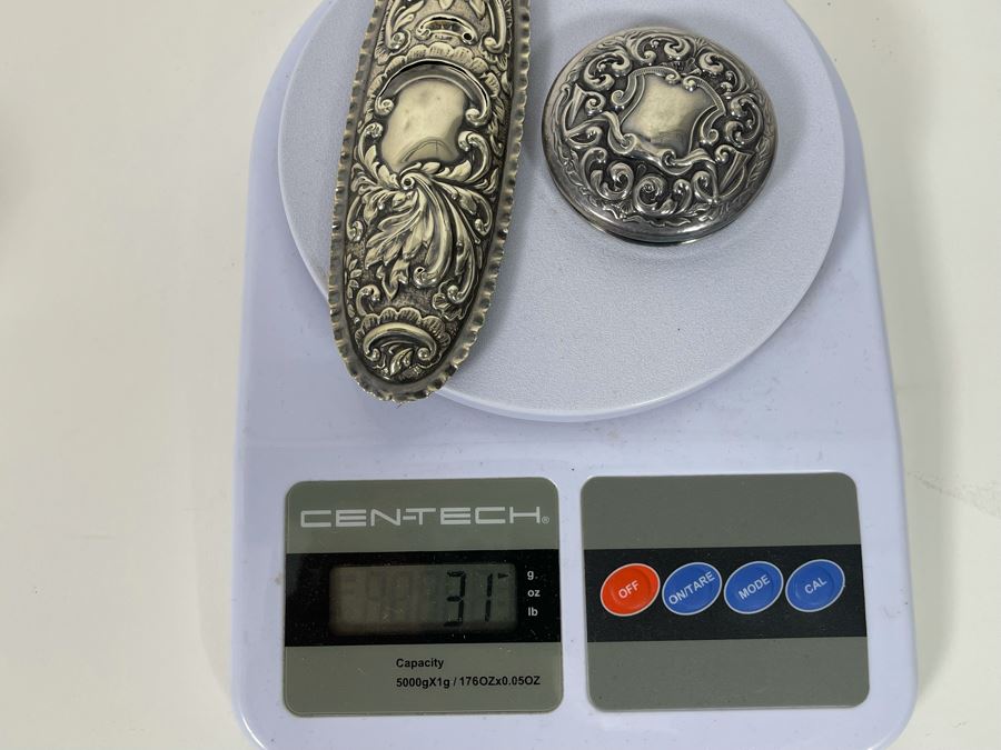 English Sterling Silver Repousse Lidded Glass Boxes Sterling Weight 31g [Photo 13]