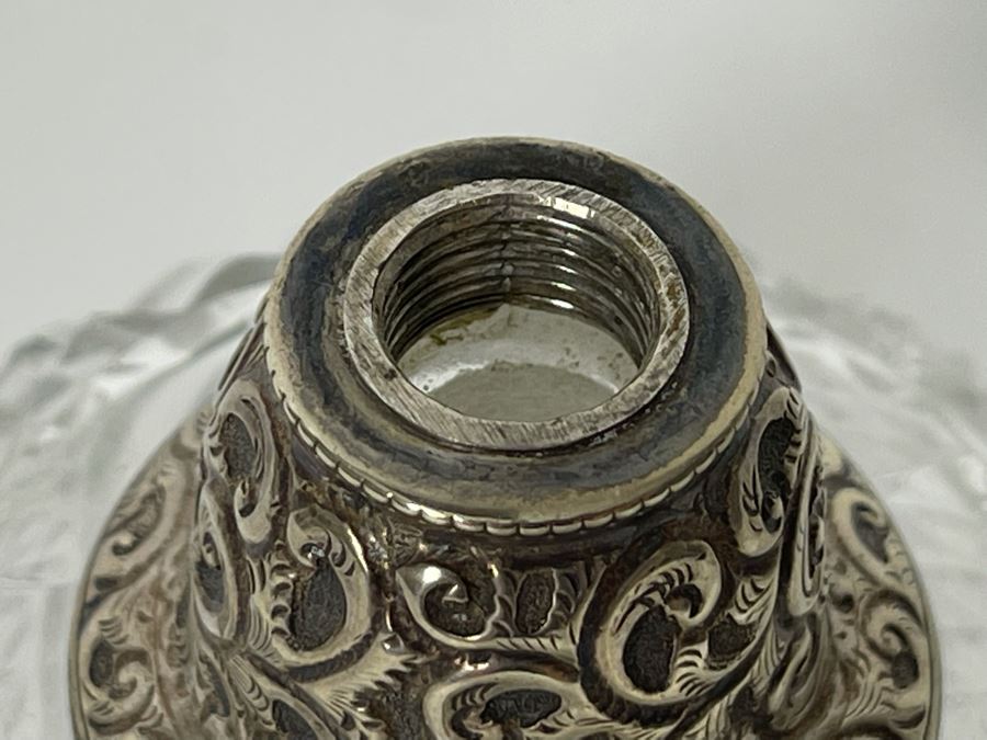 Pair Of Crystal And Sterling Silver Perfume Bottles 6.5H [Photo 8]