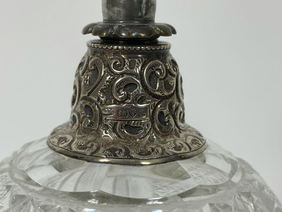 Pair Of Crystal And Sterling Silver Perfume Bottles 6.5H [Photo 4]