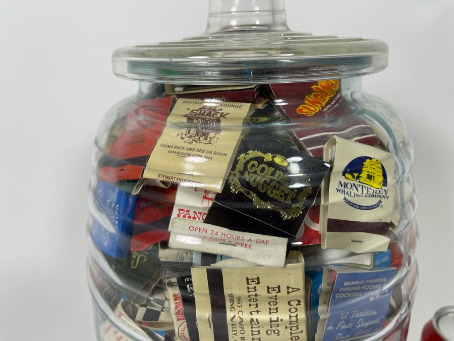 Vintage Glass Jar Filled With Vintage Matchbooks Matches 9W X 15H