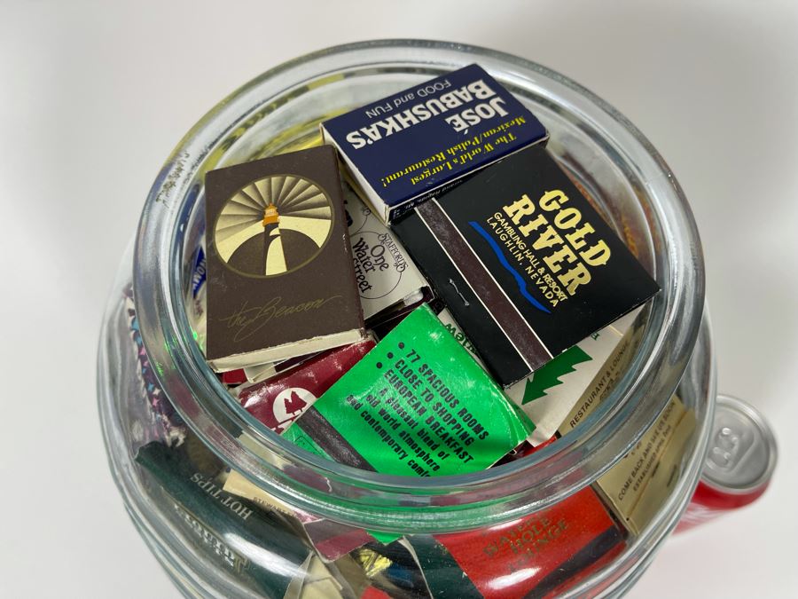 Vintage Glass Jar Filled With Vintage Matchbooks Matches 9W X 15H [Photo 23]