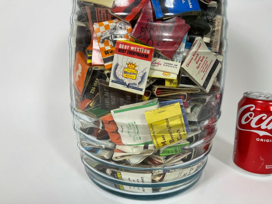 Vintage Glass Jar Filled With Vintage Matchbooks Matches 9W X 15H [Photo 22]