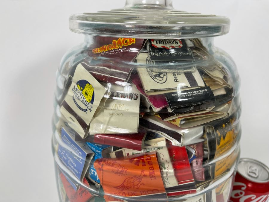 Vintage Glass Jar Filled With Vintage Matchbooks Matches 9W X 15H