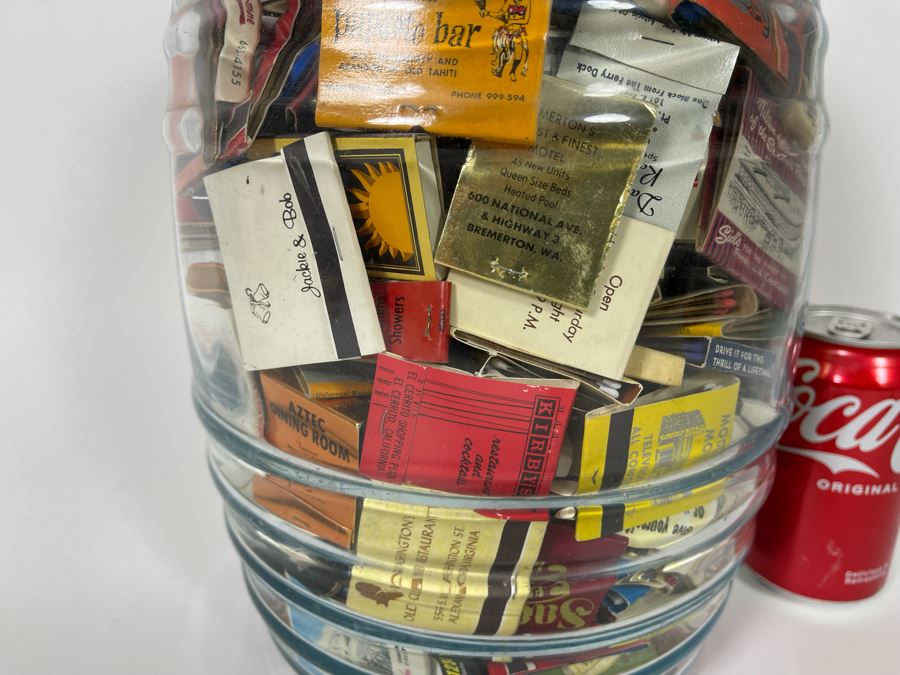 Vintage Glass Jar Filled With Vintage Matchbooks Matches 9W X 15H