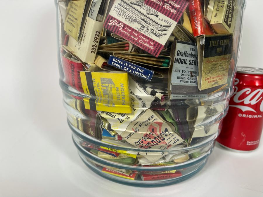 Vintage Glass Jar Filled With Vintage Matchbooks Matches 9W X 15H