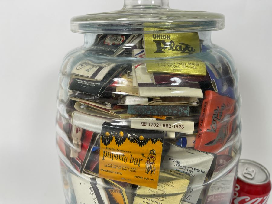 Vintage Glass Jar Filled With Vintage Matchbooks Matches 9W X 15H