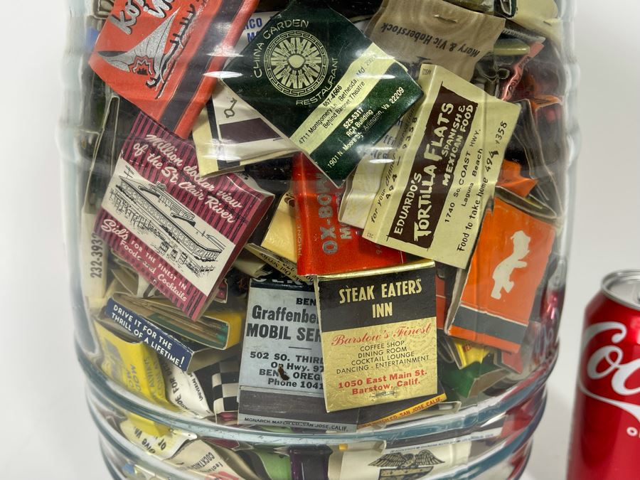 Vintage Glass Jar Filled With Vintage Matchbooks Matches 9W X 15H
