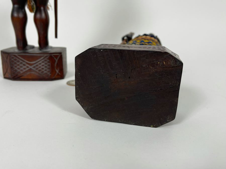 Pair Of Carved Wooden Man And Woman Figures 12H [Photo 7]