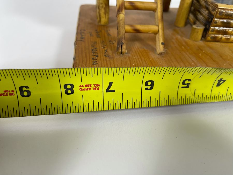 Handmade Bamboo Ashtray With Hinged Stash Box Under Roof 8W X 6D X 6H [Photo 13]