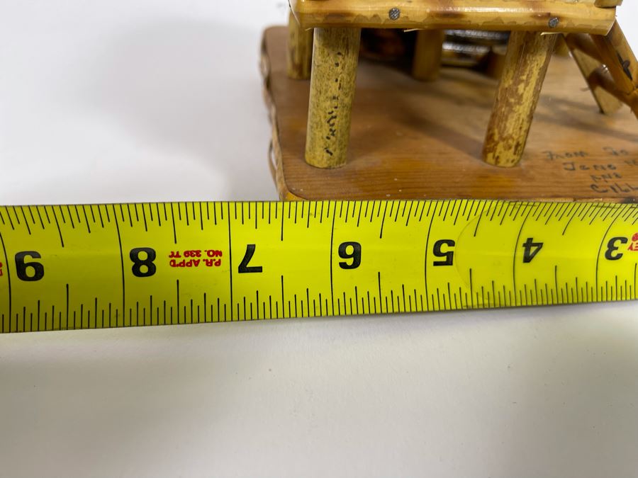 Handmade Bamboo Ashtray With Hinged Stash Box Under Roof 8W X 6D X 6H [Photo 14]