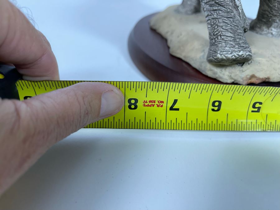 Sandra Brue Sandicast Elephant Sculpture With Wooden Base And Brass Plaque Reading Founder’s Circle Zoological Society Of San Diego 13W X 8D X 9H [Photo 13]