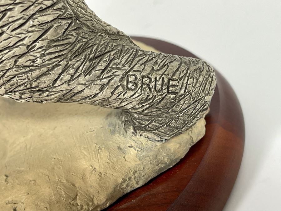 Sandra Brue Sandicast Elephant Sculpture With Wooden Base And Brass Plaque Reading Founder’s Circle Zoological Society Of San Diego 13W X 8D X 9H [Photo 9]