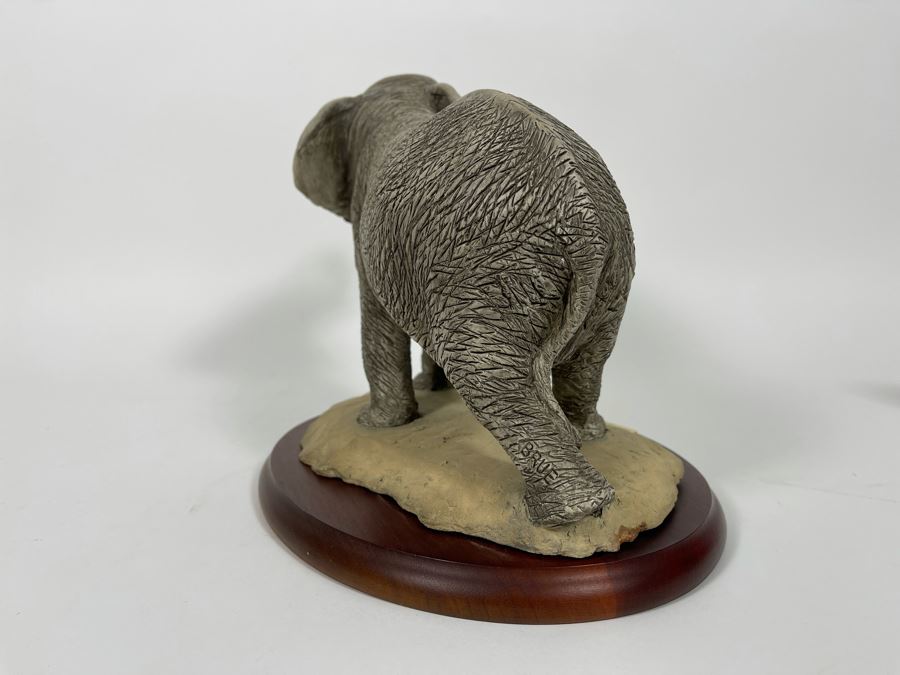 Sandra Brue Sandicast Elephant Sculpture With Wooden Base And Brass Plaque Reading Founder’s Circle Zoological Society Of San Diego 13W X 8D X 9H [Photo 10]