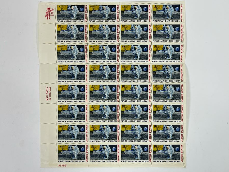 Mint Sheet Of First Man On The Moon 10 Cent Stamps [Photo 2]