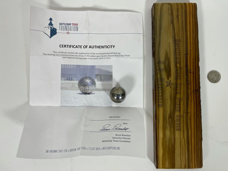 Battleship Texas Wooden Plank And Bearing From Gun Mounts [Photo 3]