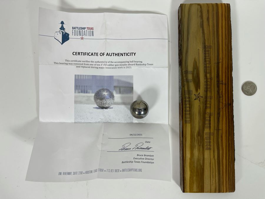 Battleship Texas Wooden Plank And Bearing From Gun Mounts [Photo 2]