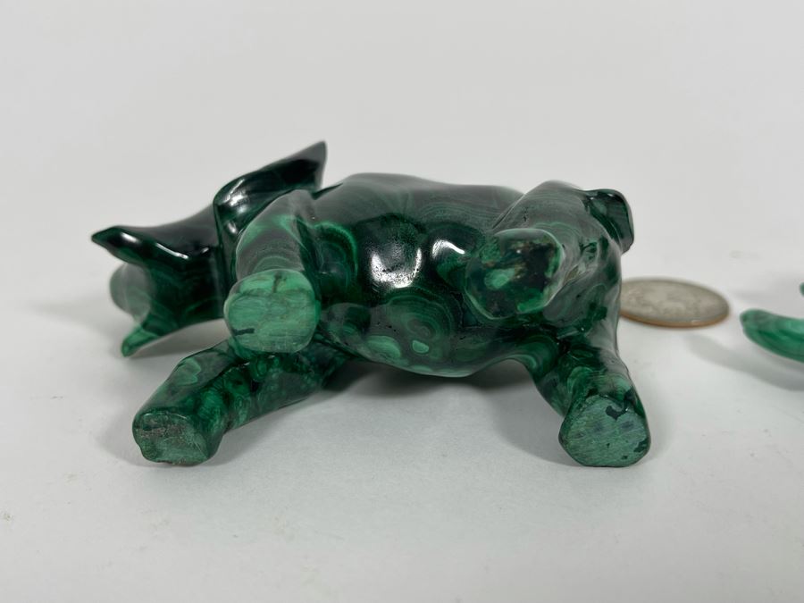 Carved Malachite Stone Elephant And Rhinoceros [Photo 11]