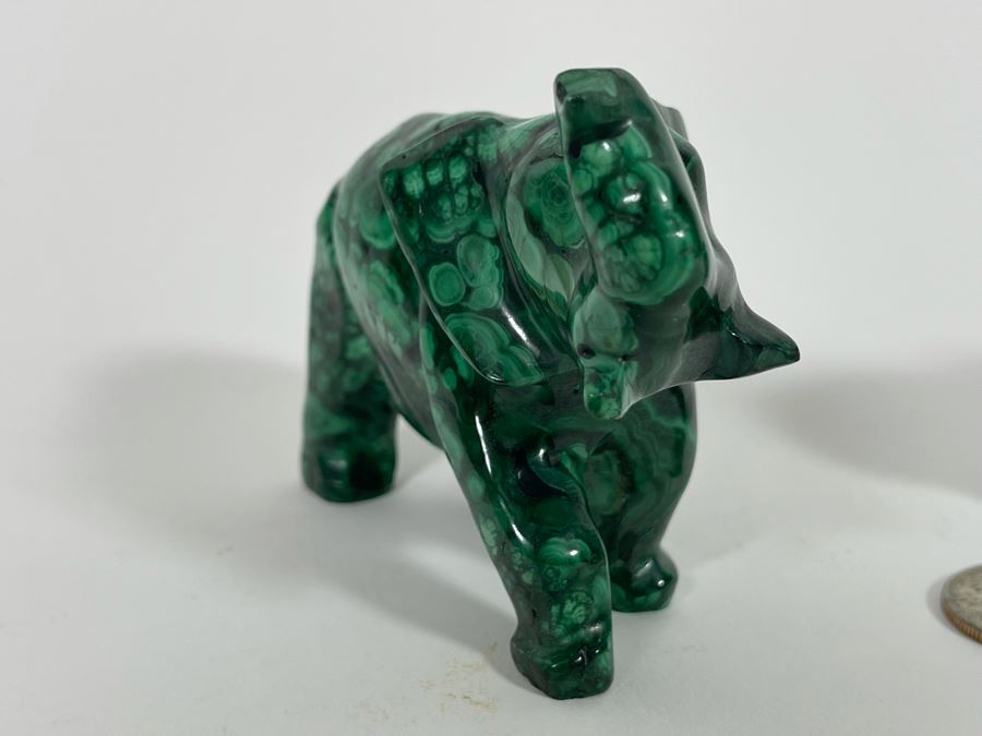 Carved Malachite Stone Elephant And Rhinoceros [Photo 7]