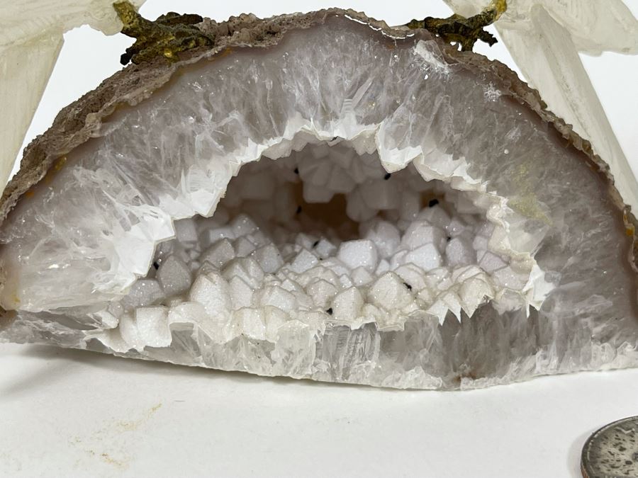 Pair Of Carved Semi-Precious Stone Birds On Geodes [Photo 6]