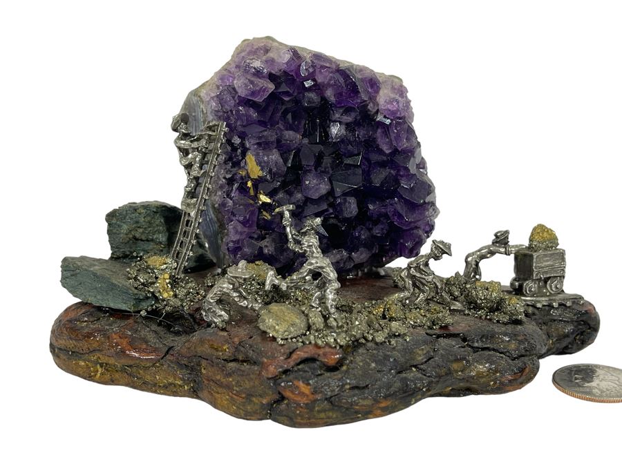 Gold Miner’s Diorama With Amethyst Geode 6.5W X 4.5D X 4H [Photo 1]