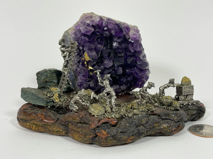 Gold Miner’s Diorama With Amethyst Geode 6.5W X 4.5D X 4H [Photo 3]