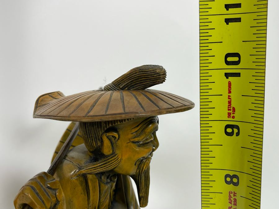 Pair Of Carved Wooden Chinese Figures 10H [Photo 11]