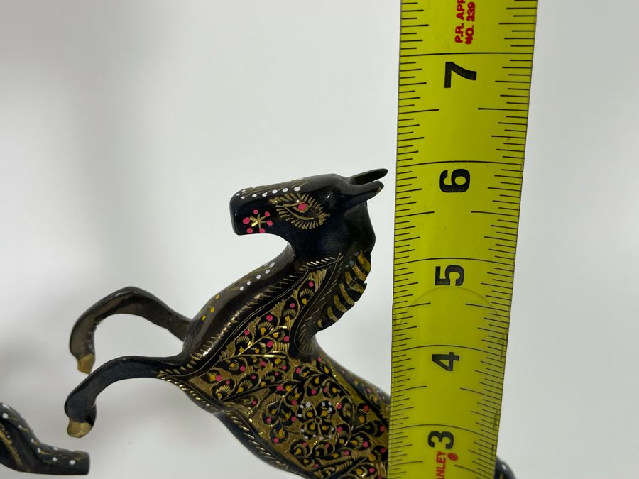 Pair Of Etched Metal Horses 6H [Photo 6]