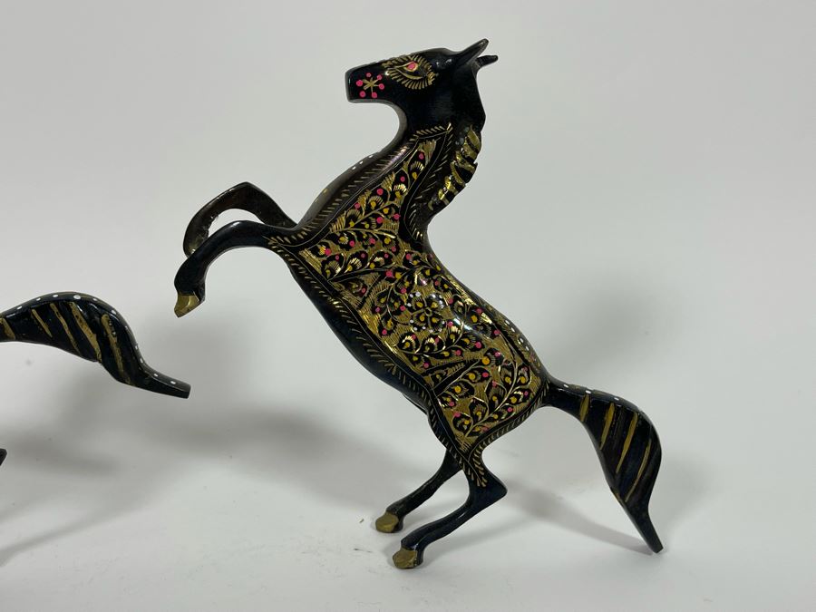 Pair Of Etched Metal Horses 6H [Photo 4]