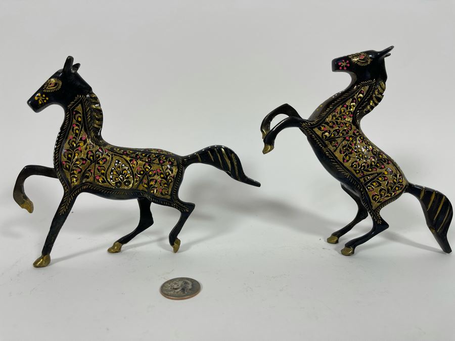 Pair Of Etched Metal Horses 6H [Photo 3]