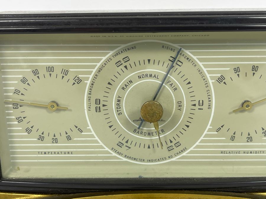 MidCentury Weather Station Temperature / Barometer / Humidity By Airguide Instrument Company 8W