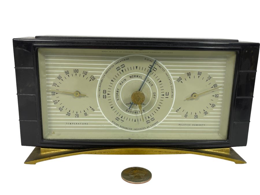 Mid-Century Weather Station Temperature / Barometer / Humidity By Airguide Instrument Company 8W X 2D X 4H [Photo 1]
