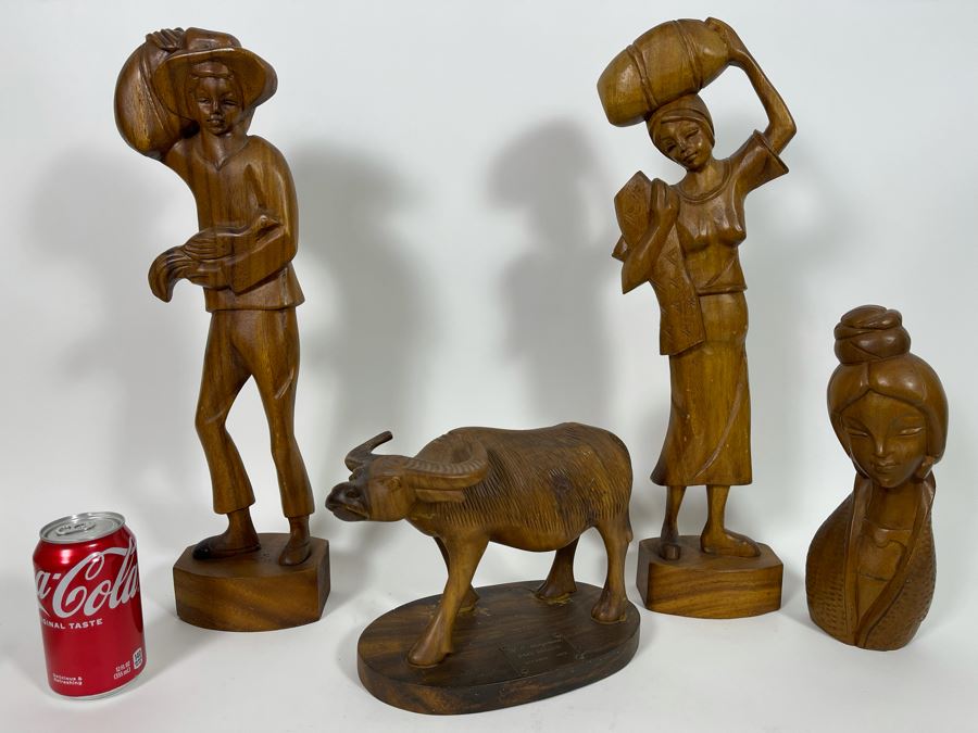 Four Carved Wooden Mid-Century Figurines From The Philippines  [Photo 3]