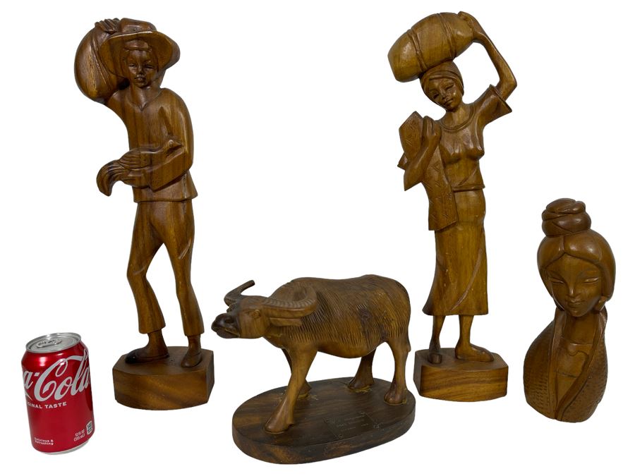 Four Carved Wooden Mid-Century Figurines From The Philippines  [Photo 2]