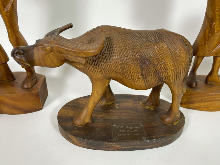 Four Carved Wooden MidCentury Figurines From The Philippines