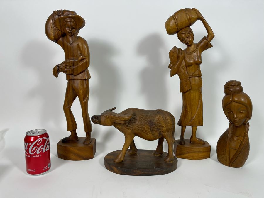 Four Carved Wooden Mid-Century Figurines From The Philippines  [Photo 5]