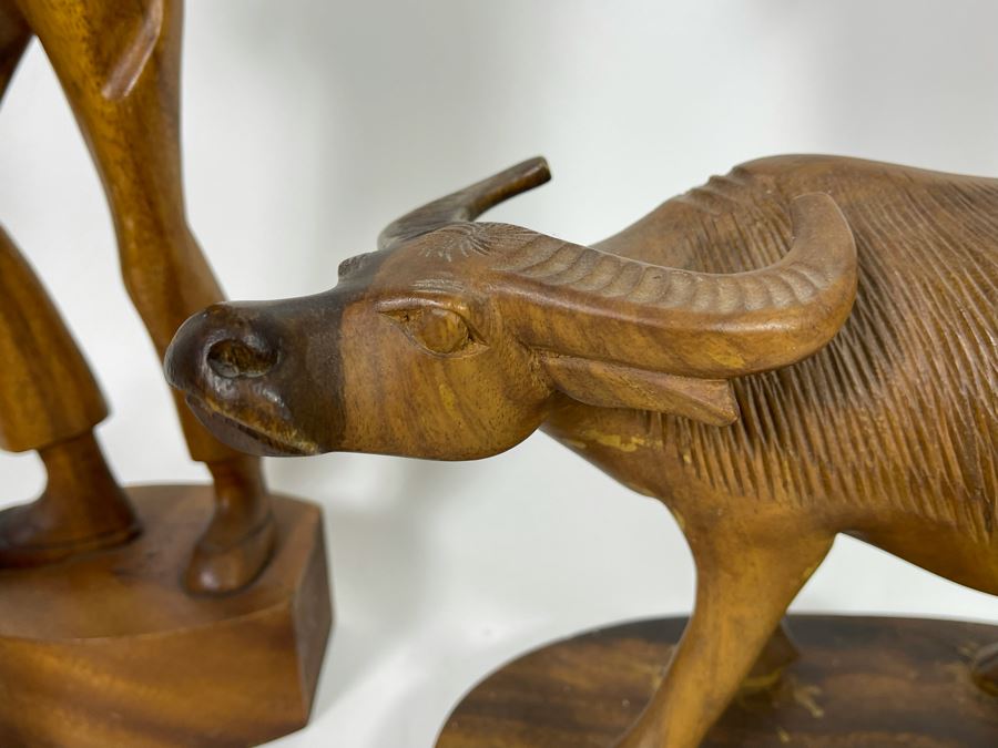 Four Carved Wooden MidCentury Figurines From The Philippines