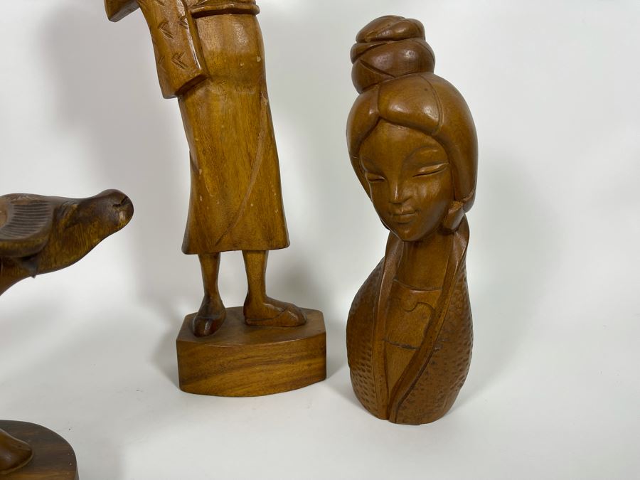 Four Carved Wooden MidCentury Figurines From The Philippines