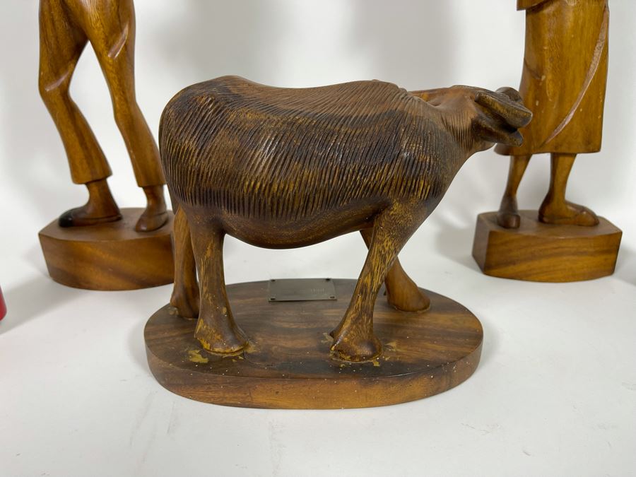 Four Carved Wooden MidCentury Figurines From The Philippines