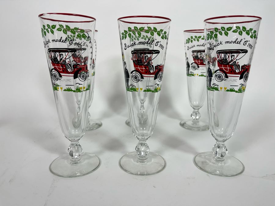 Set Of Six Stemware Glasses Buick Model C 1905 8.5H [Photo 3]