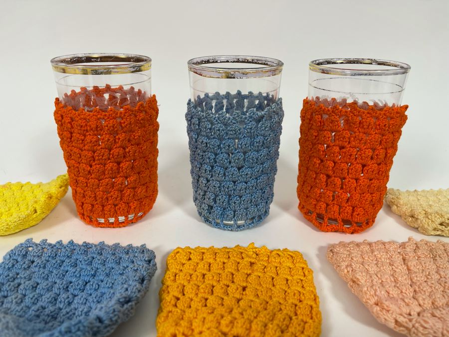 Set Of Eleven Crocheted Glass Cozy Holder [Photo 4]