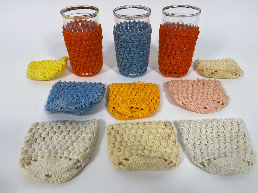 Set Of Eleven Crocheted Glass Cozy Holder [Photo 3]