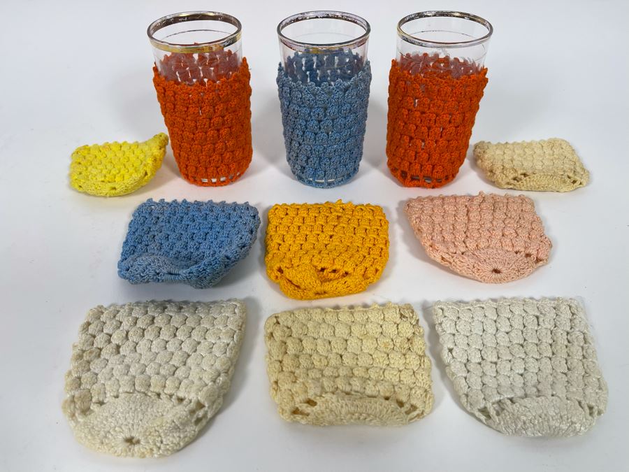 Set Of Eleven Crocheted Glass Cozy Holder [Photo 2]