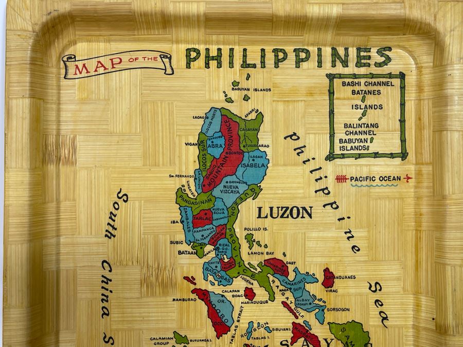 Vintage Bamboo Tray With Map Of The Philippines And Jack Daniel’s Whiskey Decanter [Photo 6]