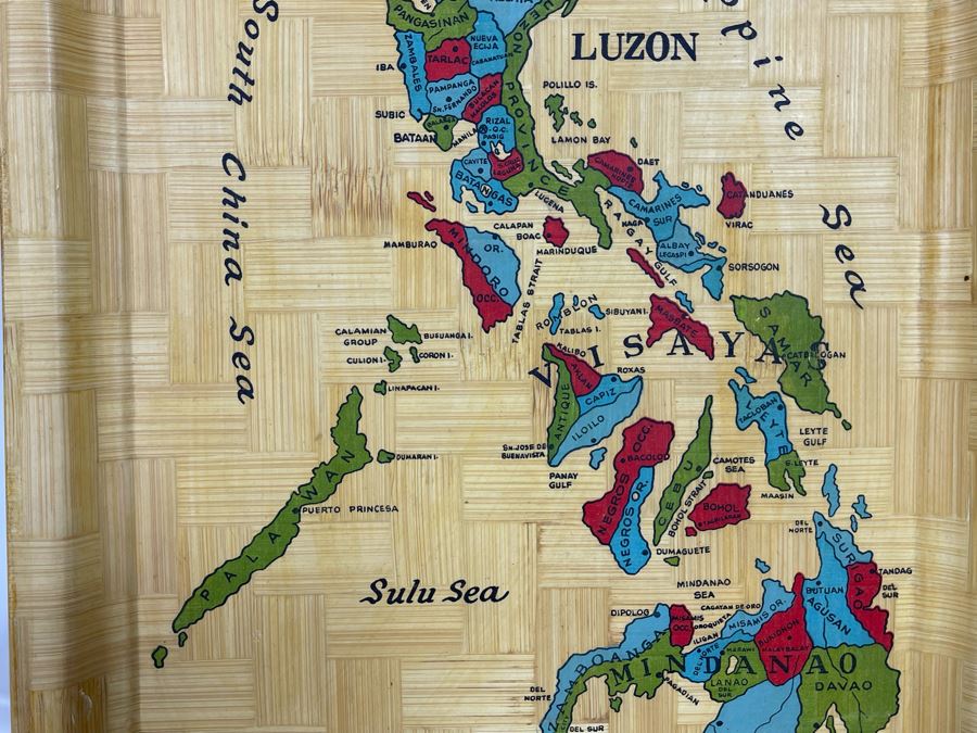 Vintage Bamboo Tray With Map Of The Philippines And Jack Daniel’s Whiskey Decanter [Photo 7]