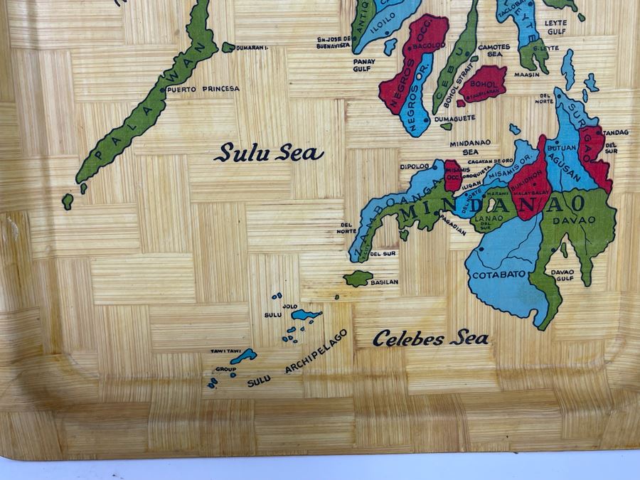 Vintage Bamboo Tray With Map Of The Philippines And Jack Daniel’s Whiskey Decanter [Photo 8]