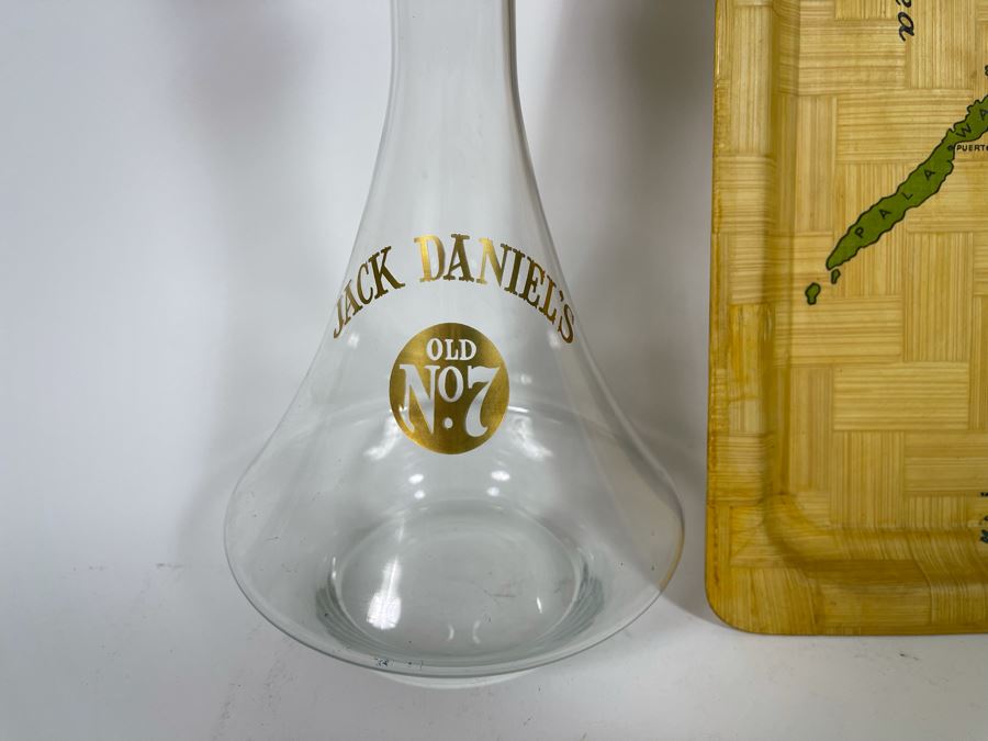 Vintage Bamboo Tray With Map Of The Philippines And Jack Daniel’s Whiskey Decanter [Photo 4]