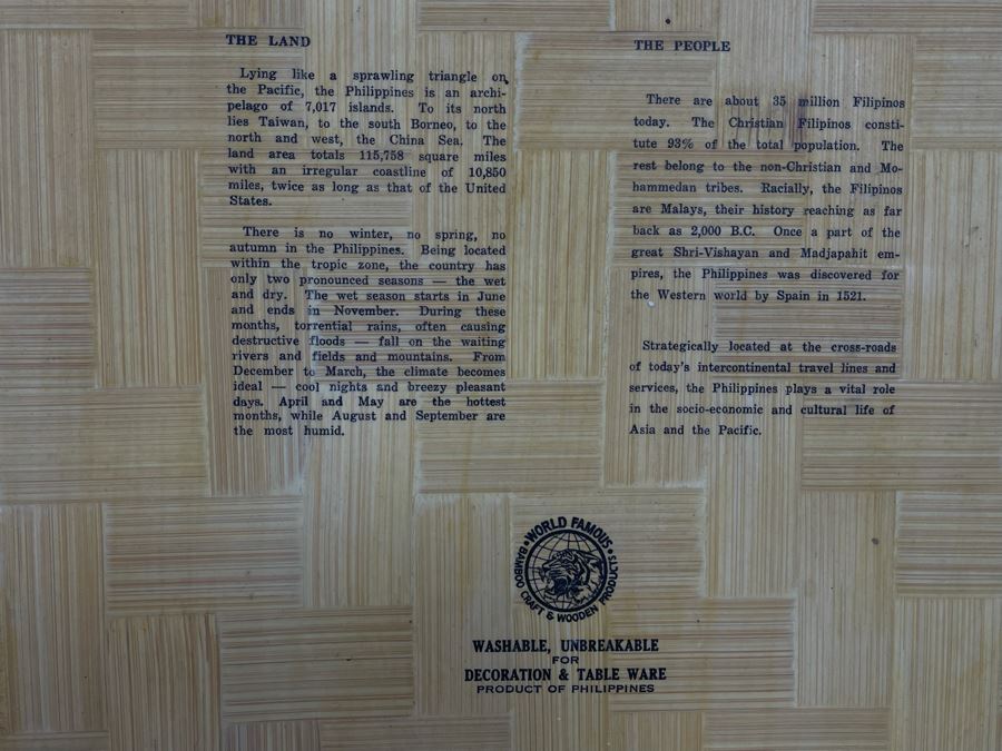 Vintage Bamboo Tray With Map Of The Philippines And Jack Daniel’s Whiskey Decanter [Photo 9]