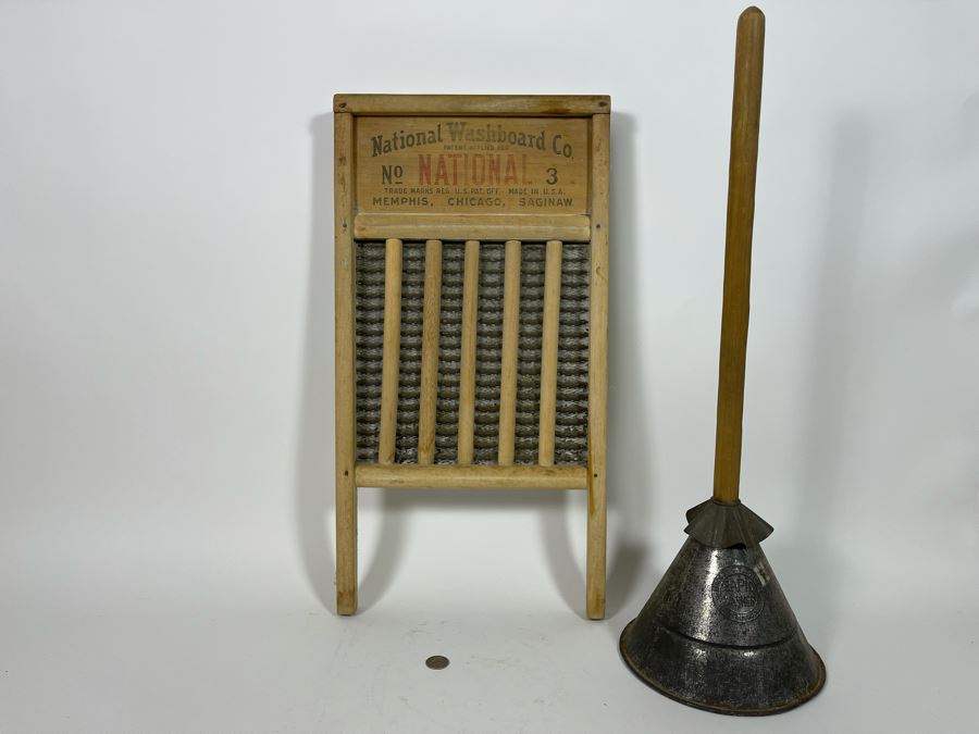 Vintage National Washboard Co Washboard And Vintage Rapid Washer [Photo 2]