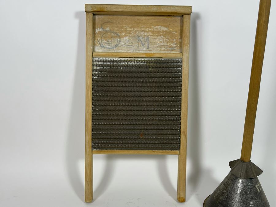 Vintage National Washboard Co Washboard And Vintage Rapid Washer [Photo 7]